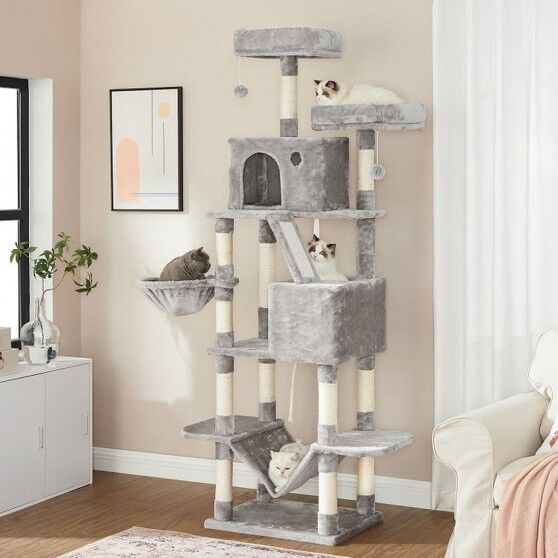 Tall Cat Scratch Tower with Hammock