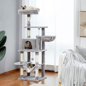 Climbing Cat Condo with Hammock in Grey